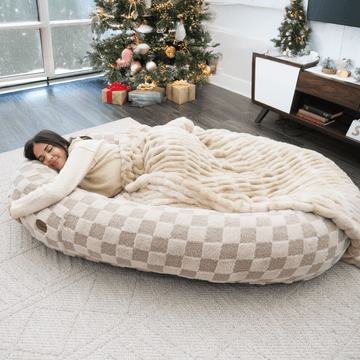 Checkered Plufl Human Dog Bed