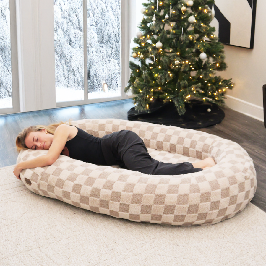 Human Bed Checkered Plufl Human Dog Bed